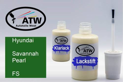 Hyundai, Savannah Pearl, FS: 20ml Lackstift + 20ml Klarlack - Set, von ATW Autoteile West.